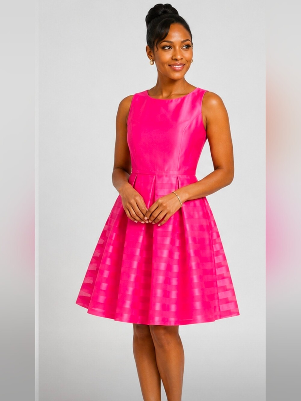 Pink Tafetta Fit and Flare dress